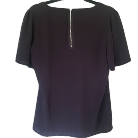 Apostrophe Square-Neck Black Studded Blouse Size S | Edgy Short Sleeve Top - Picture 2 of 4